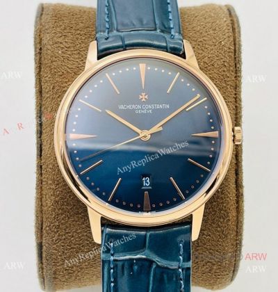 MK Factory V4 Vacheron Constantin Patrimony 40mm Watch Rose Gold Blue Dial